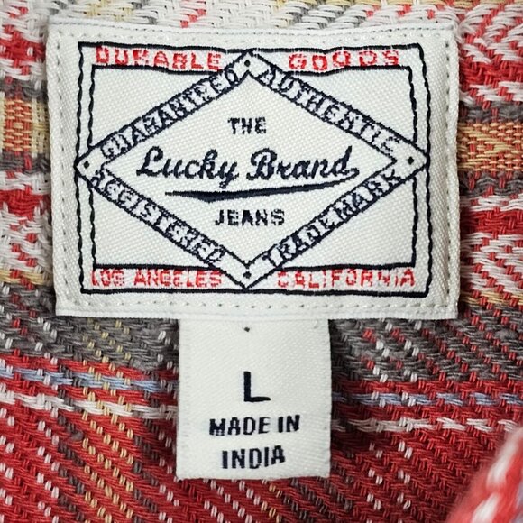 Mens California Fit Western Cowboy Outdoor Rugged Work Farm Red Plaid Flannel LG - Picture 11 of 13